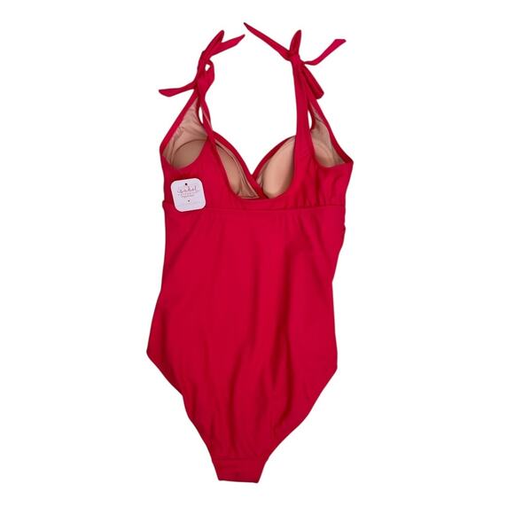New ISABEL MATERNITY Women's Pink Tie Shoulder One Piece Swimsuit Size L - Picture 4 of 6